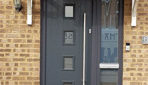 Grey Mid Glazed Composite Front Door With Side Panel