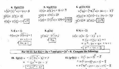 Composite Functions Worksheet for 9th 11th Grade