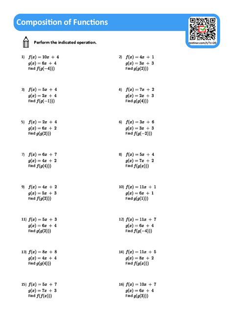 Composite Functions Word Problems Worksheet With Answer