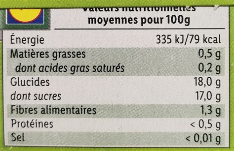 Compote Lidl Calorie