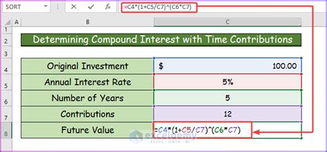 compound interest formula with contributions excel