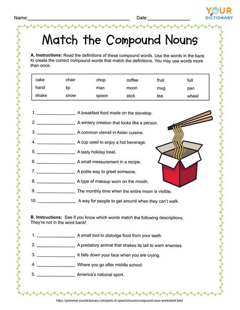compound nouns worksheet for grade 3