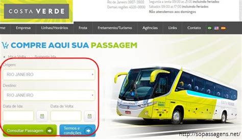 comprar passagem costa verde