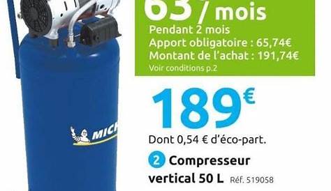 Compresseur Michelin Mr Bricolage Les Offres Vertical 50 L 2 Cv