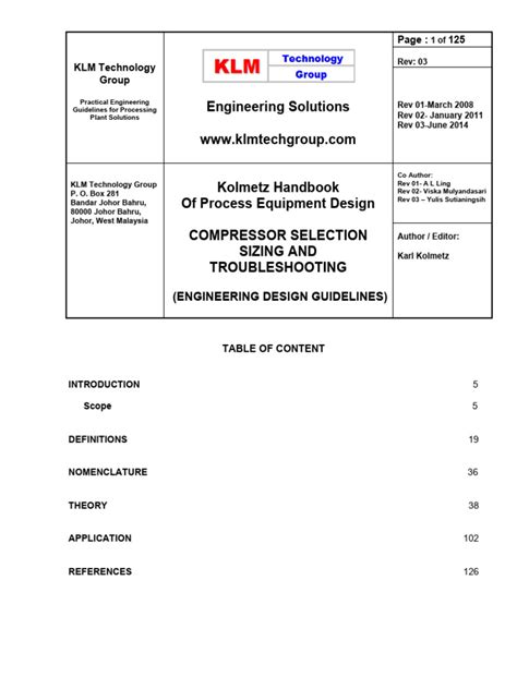 Compressor Selection And Sizing (Engineering Design Guidelines)
