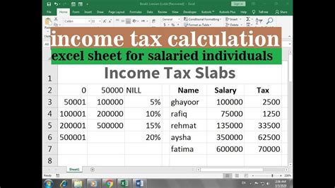 computation of income tax format in excel