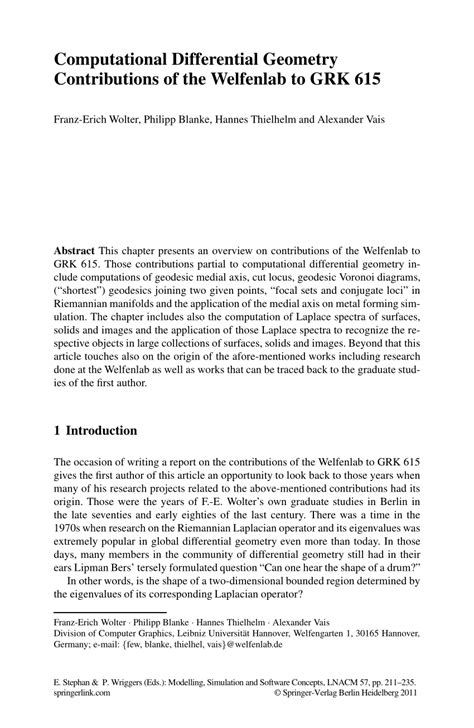 Computational Differential Geometry Pdf