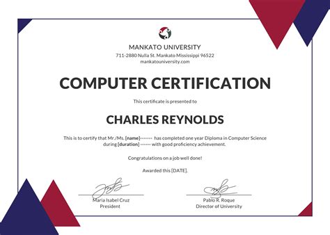 Computer Training Certificate Template in Google Docs, Illustrator