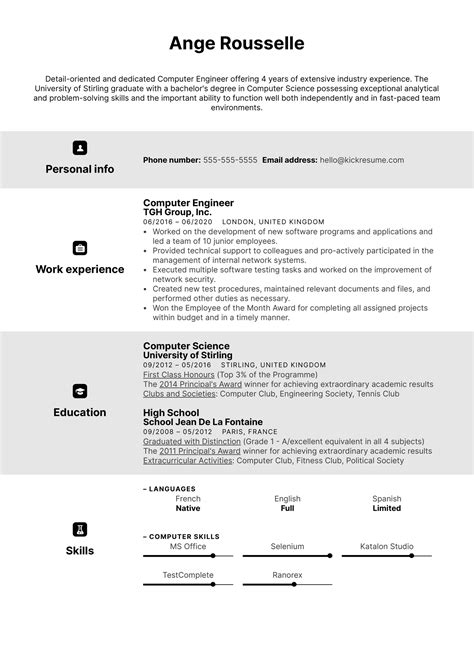 Computer Engineer Resume Samples and Templates VisualCV