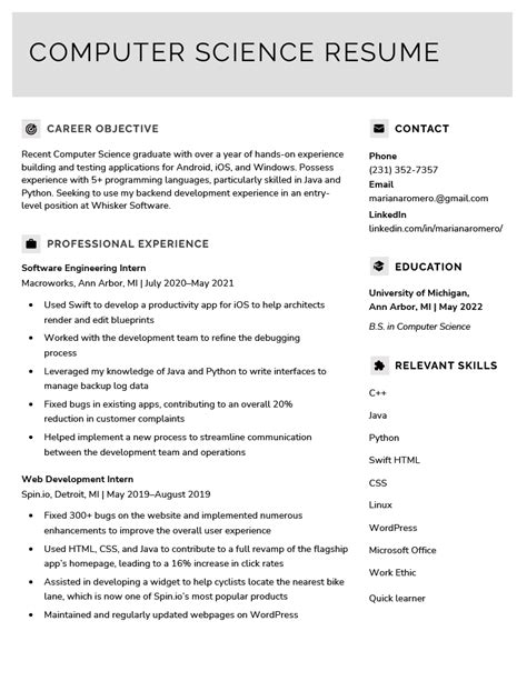 FREE 11+ Sample Computer Science Resume Templates in PDF