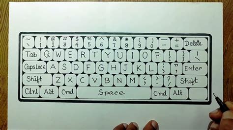 Computer And Keyboard Drawing