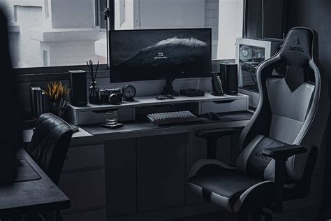 Computer Desk Setup Aesthetic Black