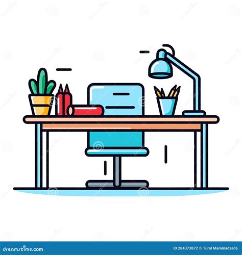 Computer Desk Setup Vector
