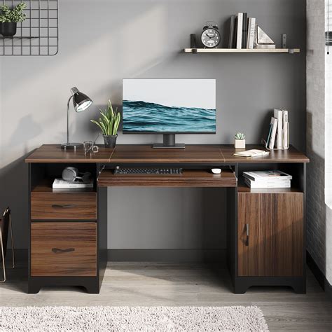 computer desk with filing cabinet