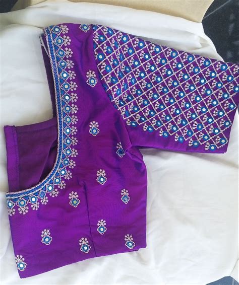 Computer Embroidery Design Blouses Blue