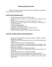 Computer Encoder Job Description