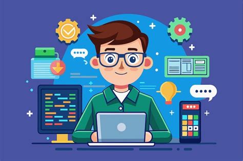 Computer Engineer Drawing Cartoon