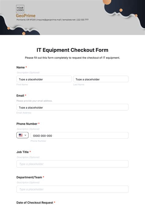 computer equipment checkout form template