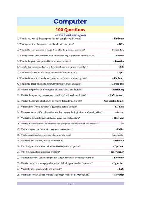 Computer Exam Questions And Answers Pdf