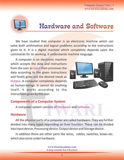 Computer Hardware And Software For Class 4