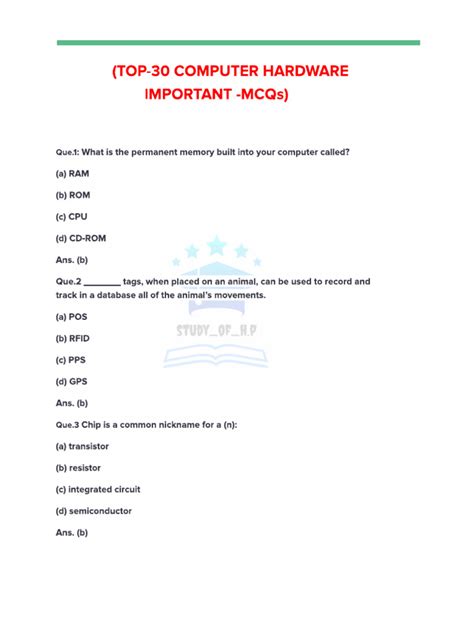 Computer Hardware And Software Mcqs Fpsc Pdf