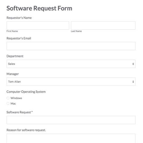 computer hardware and software request form template