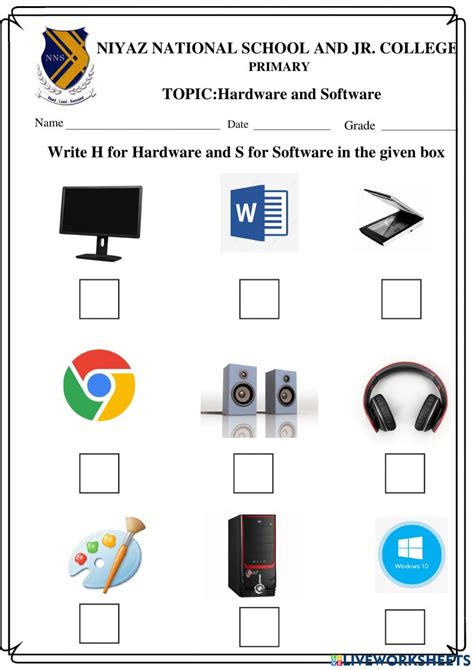 computer hardware and software worksheet for class 3