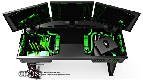 Computer pc desk mod modification setup gaming computer rig inside a