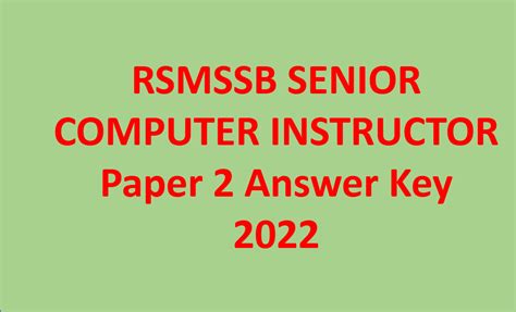 Computer Instructor 2Nd Paper Answer Key 2022