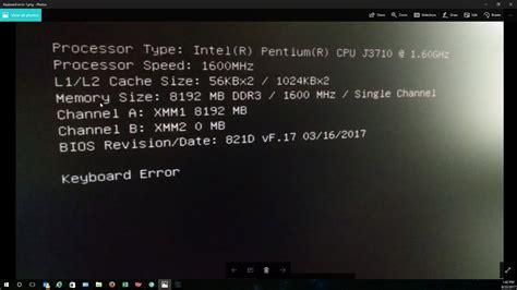 Computer Keyboard Error On Startup