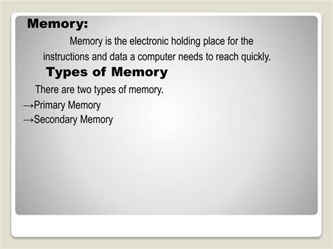 Computer Memory And Its Types Ppt
