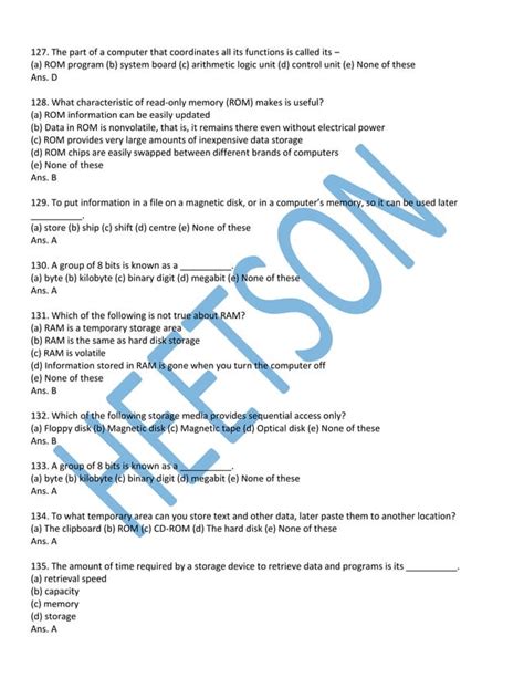 Computer Memory Questions And Answers Pdf