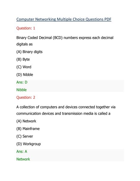 Computer Networking Multiple Choice Questions