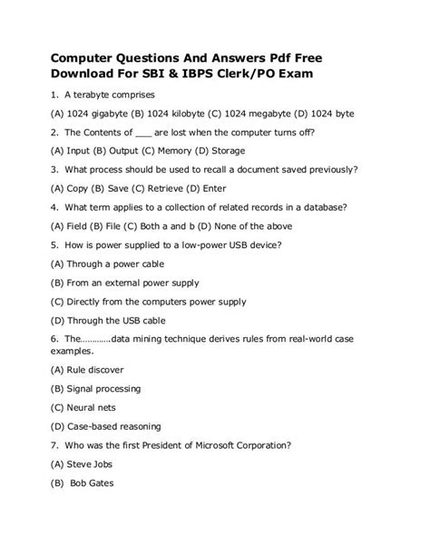 computer practical questions and answers pdf