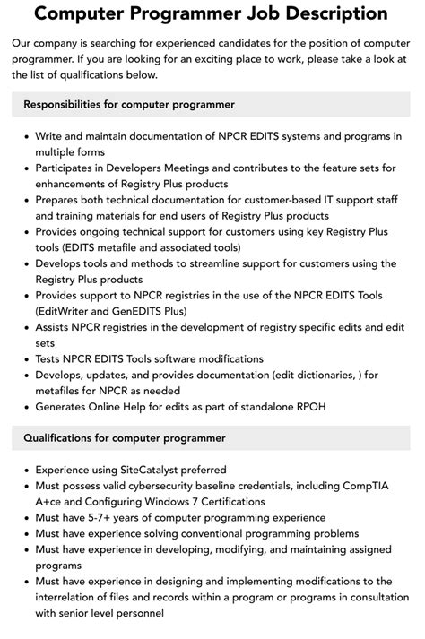 Computer Programmer Job Opportunities