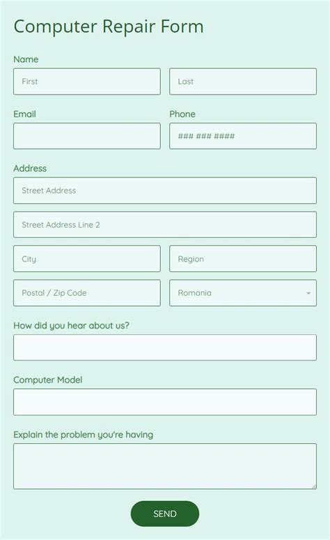 computer repair check in form template