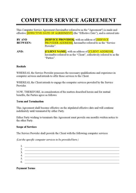 computer repair disclaimer form template