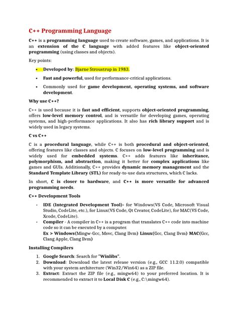 Computer Science C++ Printables