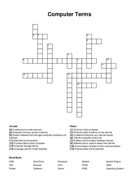 Computer Science Crossword Puzzle Answer Key