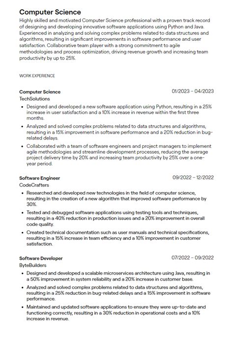 Computer Science Engineering Fresher Resume