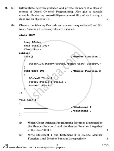 Computer Science Python Class 12 Question Paper