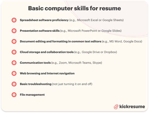 computer skills to add in resume for freshers