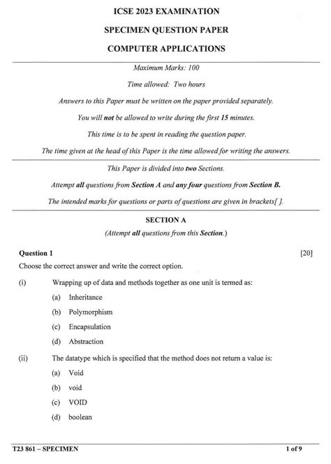Photos Computer Specimen Paper 2023 Icse