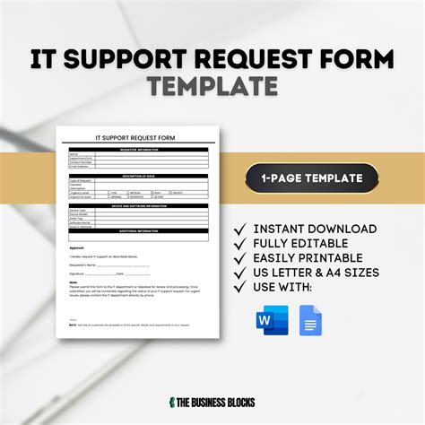 computer support request form template