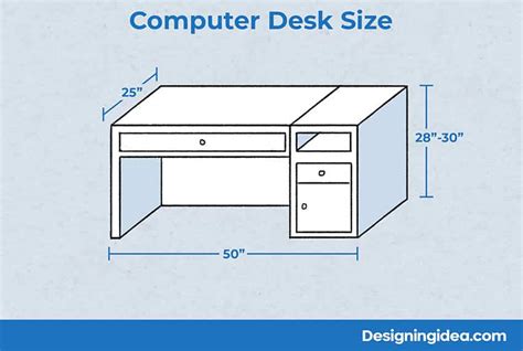 computer table size chart