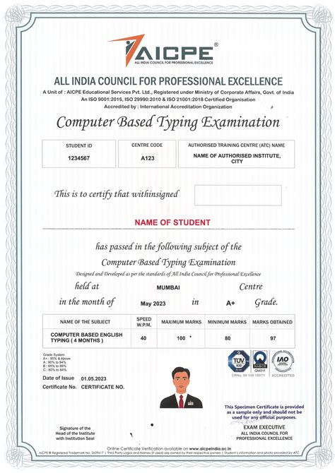 Computer Typing Certificate Format Pdf