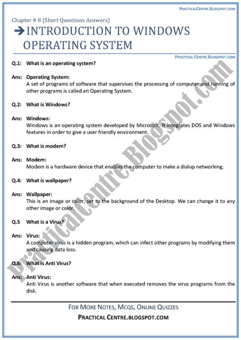 Computer Windows Questions And Answers