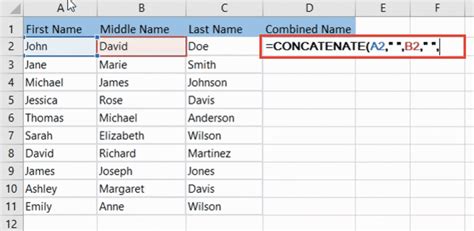Excel Concatenate with Space