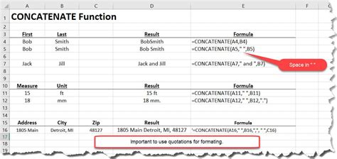 Excel Concatenate Function