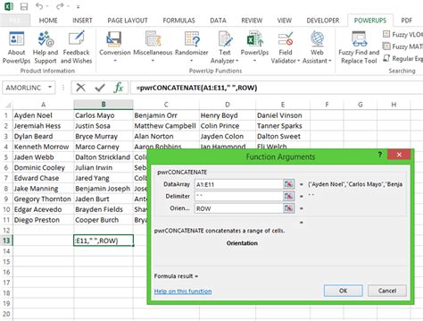 Concatenate Ranges Excel 2013